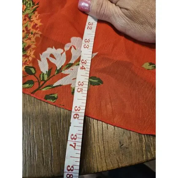 Who What Wear Red Cascading Floral Tiered Dress with Sheer Top Size M #H85 - Picture 8 of 8